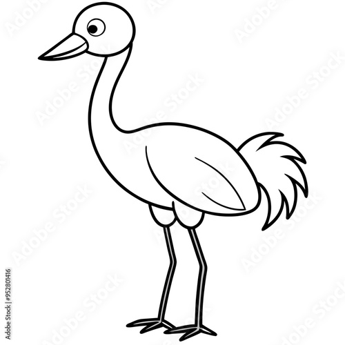 Happy Crane Full-Body Vector Illustration on White Background photo