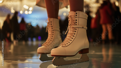 Wallpaper Mural Close up of women wearing white leather skates, the room is under ice, Torontodigital.ca