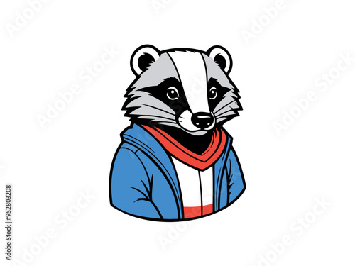 Raccoon character in a stylish outfit