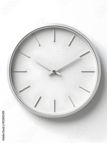 Wallpaper Mural A Modern Minimalist Brushed Aluminum Wall Clock with Geometric Dial Indicators Against a Bright White Background Torontodigital.ca