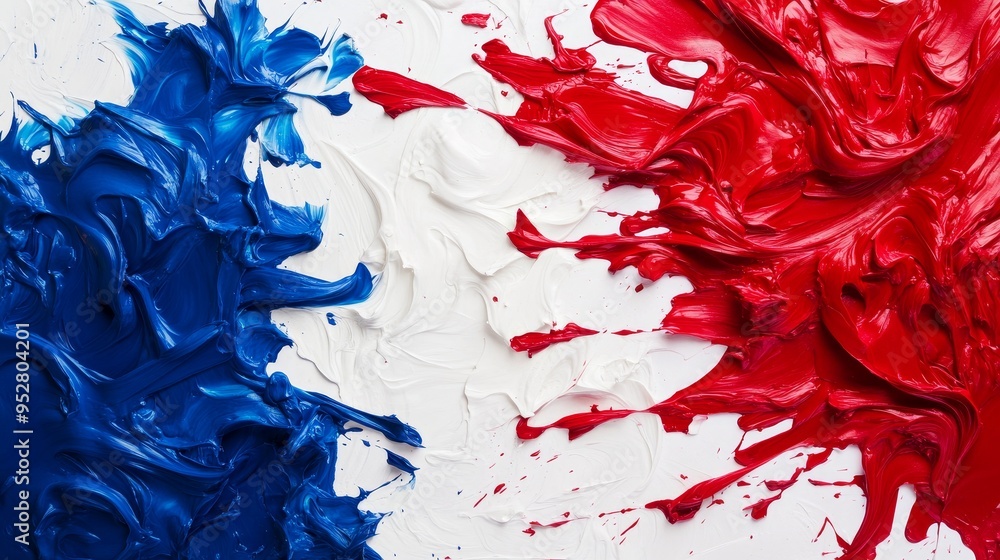A vibrant abstract background with red, white and blue paint splatters. The colors represent freedom, patriotism, and unity, evoking feelings of celebration and national pride. A vibrant abstract background with red, white and blue paint splatters. The colors represent freedom, patriotism, and unity, evoking feelings of celebration and national pride.