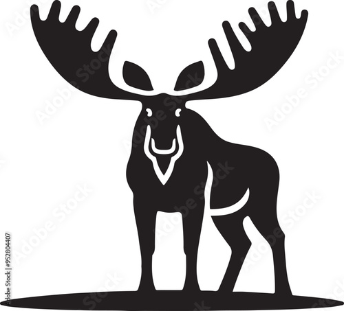 moose silhouette vector with White background photo