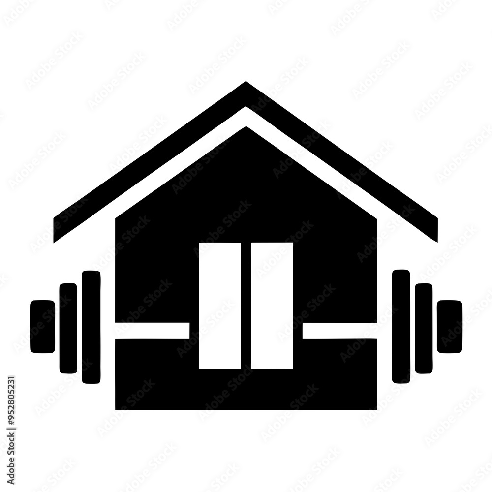 Home Gym Icon - Vector Art & Silhouette Home Gym Icon - Vector Art & Silhouette