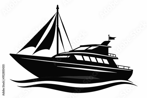 Yacht vector silhouette black vector art illustration photo