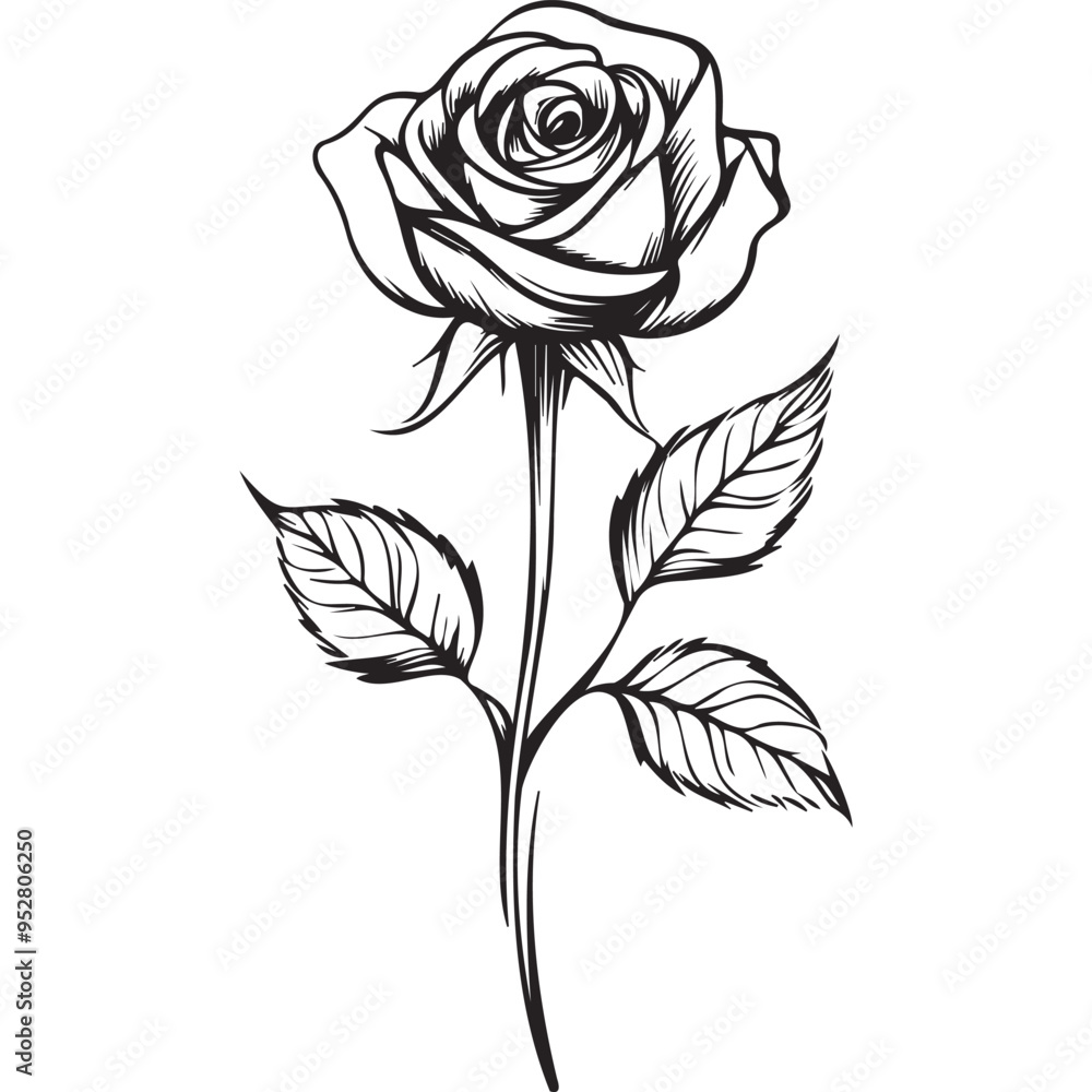 Black Minimalist Monoline Flower Black Minimalist Monoline Flower
