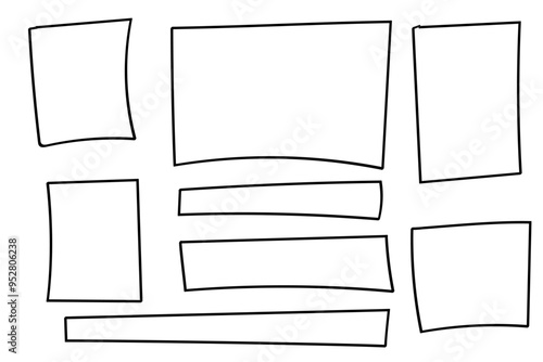 Conjunto de cuadrados y rectángulos dibujados a mano en estilo minimalista
