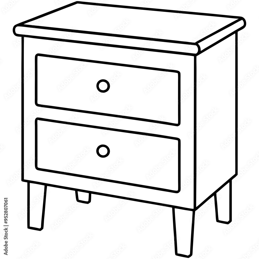 Isolated Bed Table on White Background - Vector Art Isolated Bed Table on White Background - Vector Art