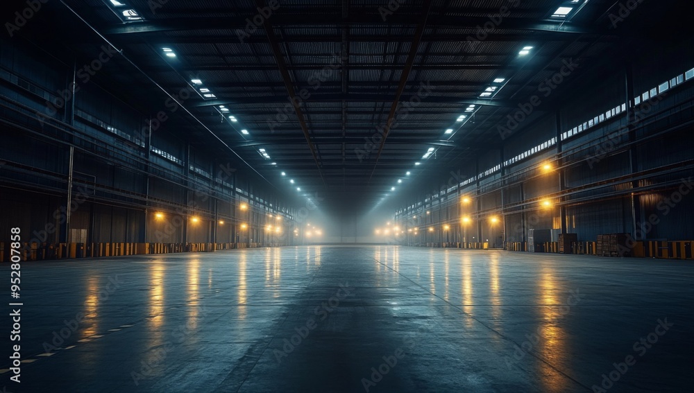 Evoking an Ambiance of Empty Warehouse with Dramatic Lighting. Evoking an Ambiance of Empty Warehouse with Dramatic Lighting.