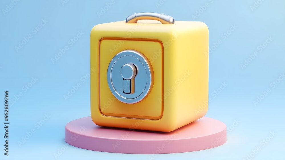 cartoon 3d icon of safe with lock. 3d illustration for finance and banking on white background. simple 3d rendering of safe on platform, white background
cartoon 3d icon of safe with lock. 3d illustration for finance and banking on white background. simple 3d rendering of safe on platform, white background