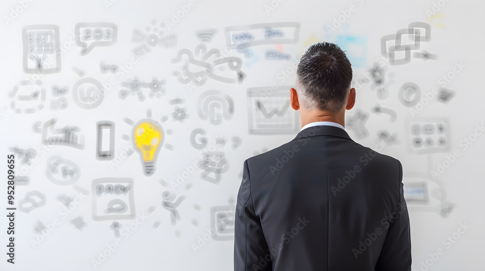 Man in a Black Suit Looking at Wall Notes – Professional Planning and Strategy Session Man in a Black Suit Looking at Wall Notes – Professional Planning and Strategy Session