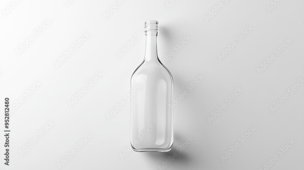 A clear glass bottle with a simple design, suitable for various liquids. A clear glass bottle with a simple design, suitable for various liquids.