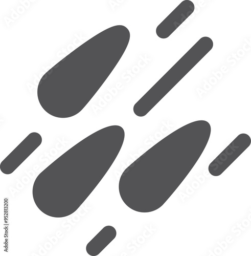 Meteor rain black icon. Space danger rocks fall