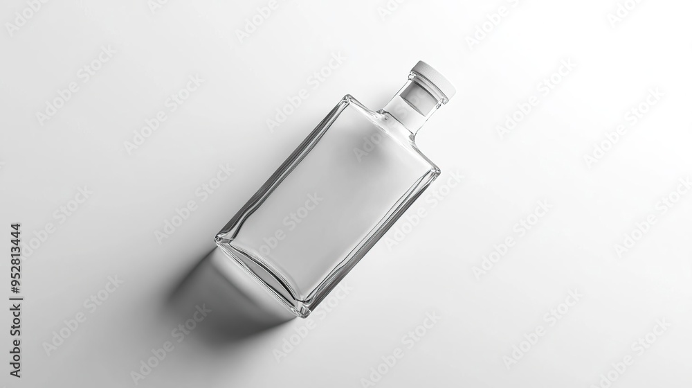 A clear glass bottle on a light surface, showcasing its minimalist design and purpose. A clear glass bottle on a light surface, showcasing its minimalist design and purpose.