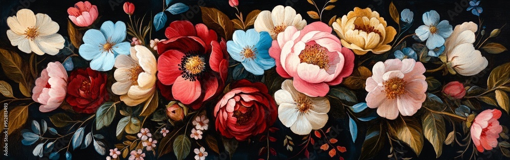 custom made wallpaper toronto digitalIntricate Norwegian Rosemaling Floral Design on Dark Background