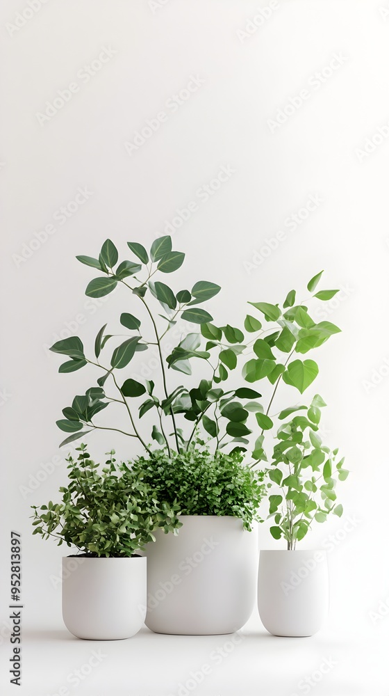 Minimalist Botanical Arrangement on White Background Minimalist Botanical Arrangement on White Background