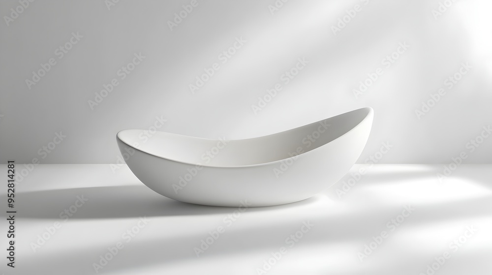 Minimalist Ceramic Decorative Bowl on Bright White Studio Backdrop Minimalist Ceramic Decorative Bowl on Bright White Studio Backdrop
