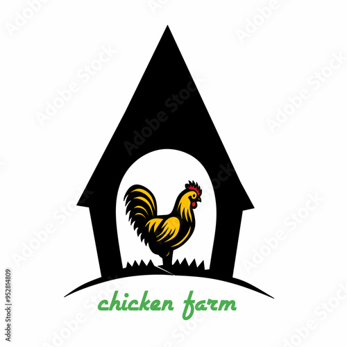 Chicken Farm Logo Vector illustration isolated on white.