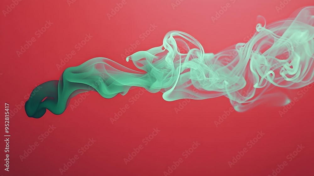 Green Frequency Radio Waves on Red Background, Abstract Image, Texture, Pattern, Wallpaper, Cover and Screen of Smartphone, Cell Phone, Pc, Laptop, 9:16 and 16:9 Format