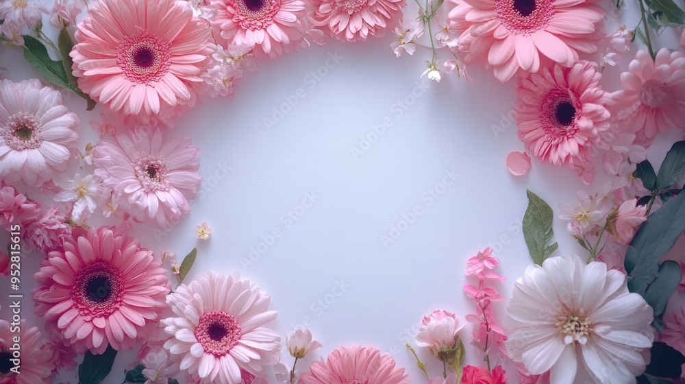 adorable floral wreath surrounding a customizable area for a personalized message, perfect for a floral-themed postcard design adorable floral wreath surrounding a customizable area for a personalized message, perfect for a floral-themed postcard design
