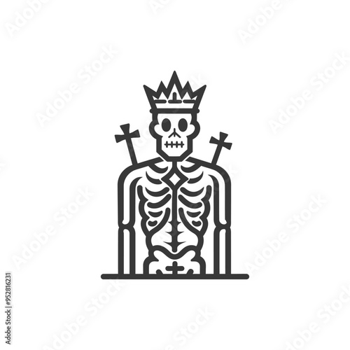 Skeleton King With Crown and Swords