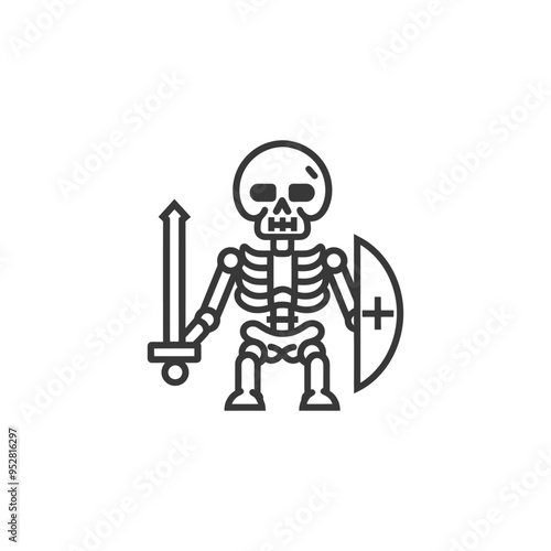 Skeleton Warrior Holding a Sword and Shield