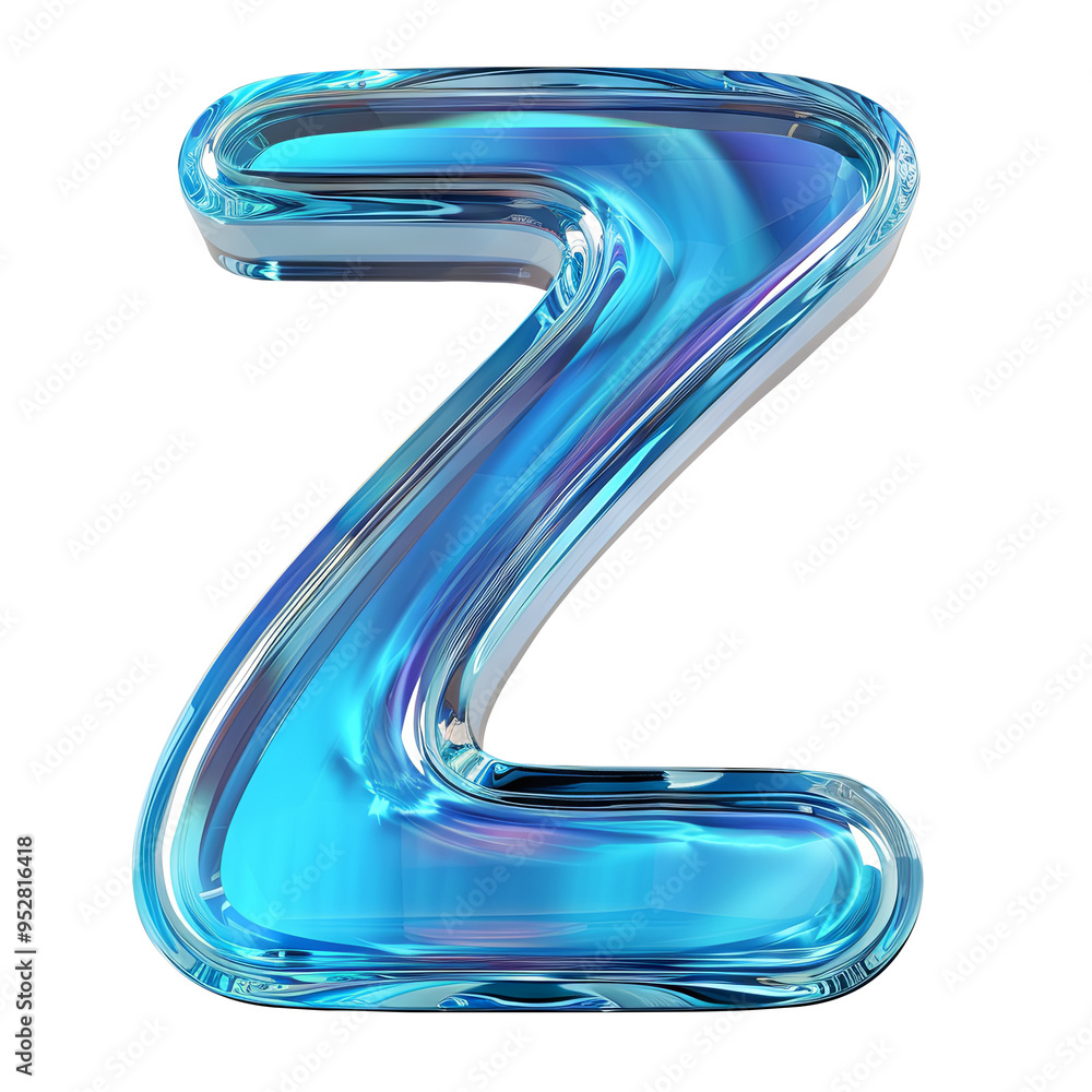 blue crystal Z alphabet Realistic 3D on white background. Generative AI blue crystal Z alphabet Realistic 3D on white background. Generative AI