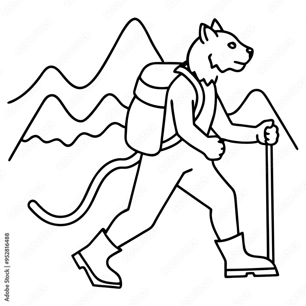 Mountain Lion Hiker Vector Art Illustration Mountain Lion Hiker Vector Art Illustration