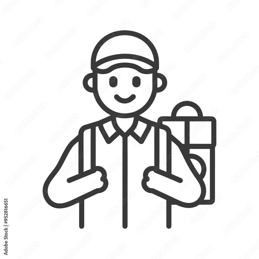 Smiling Man Wearing A Hat And Carrying A Backpack Smiling Man Wearing A Hat And Carrying A Backpack