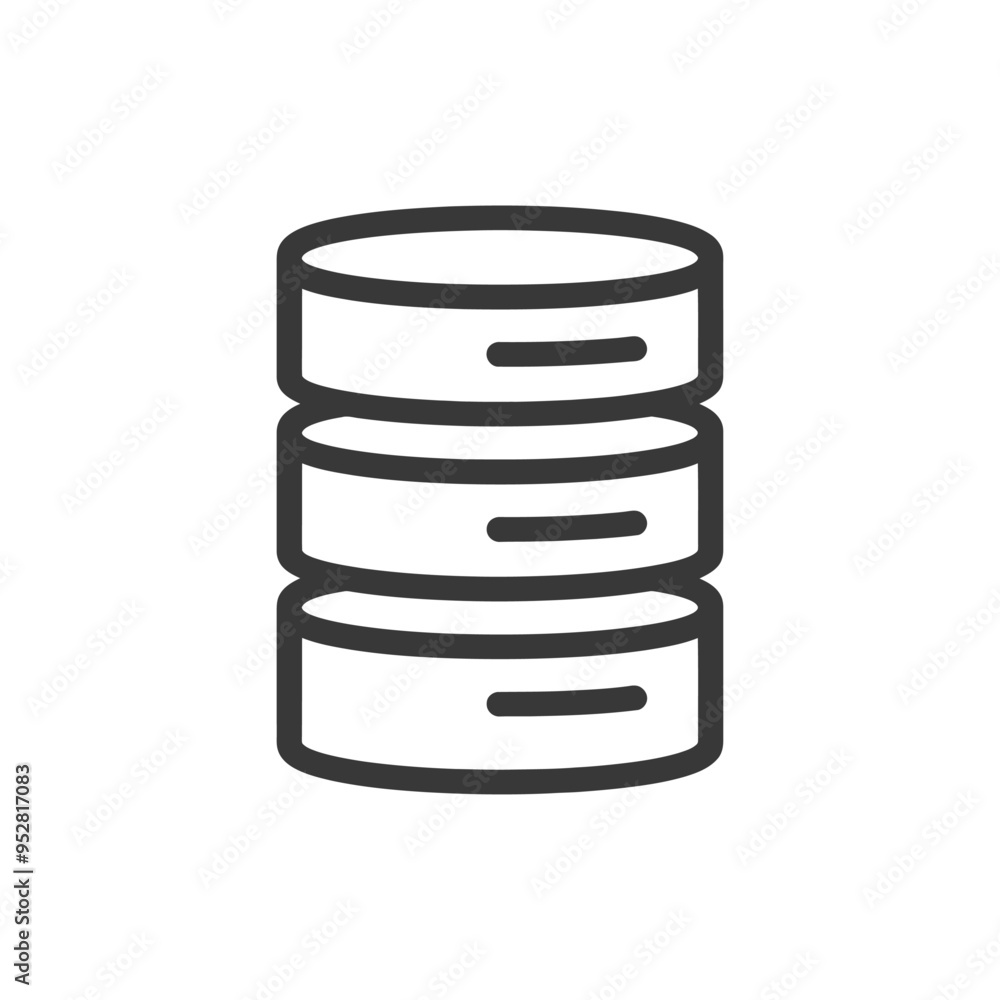 Stack of four database discs with a line in each disc Stack of four database discs with a line in each disc