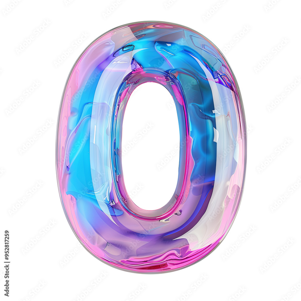pink blue crystal 0 number alphabet Realistic 3D on white background. Generative AI pink blue crystal 0 number alphabet Realistic 3D on white background. Generative AI