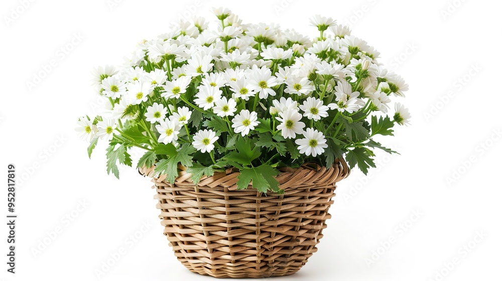 Candytuft in scalloped rattan pot Candytuft in scalloped rattan pot