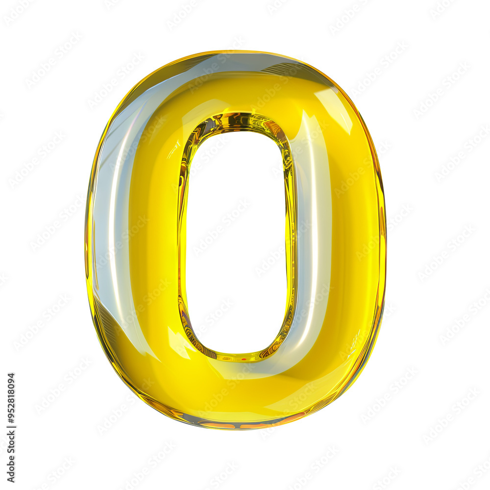yellow crystal 0 number alphabet Realistic 3D on white background. Generative AI yellow crystal 0 number alphabet Realistic 3D on white background. Generative AI