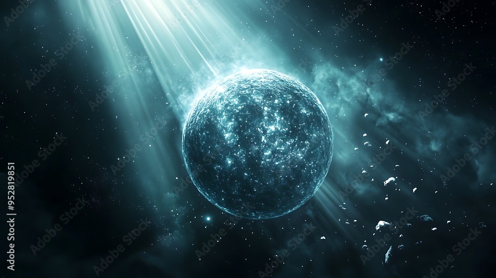 Glowing Celestial Body in a Starry Expanse Glowing Celestial Body in a Starry Expanse