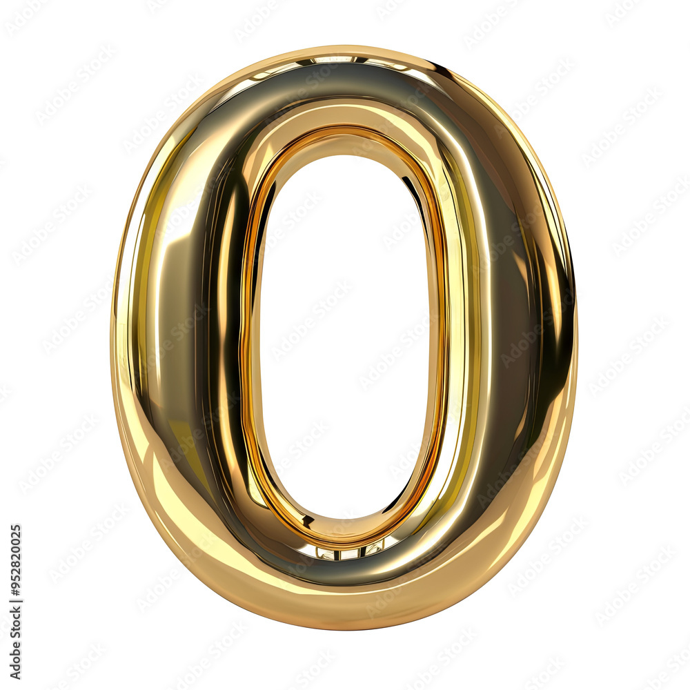 gold glossy 0 number Realistic 3D on white background. Generative AI gold glossy 0 number Realistic 3D on white background. Generative AI