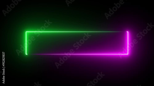 Wallpaper Mural Abstract green and pink neon glowing line frame, animated moving led light screen box projection. Empty space border presentation design background, futuristic laser sprectrum Torontodigital.ca