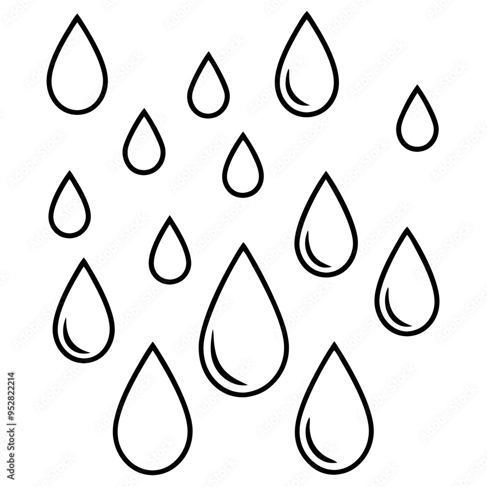 Raindrop Vector Art on White Raindrop Vector Art on White