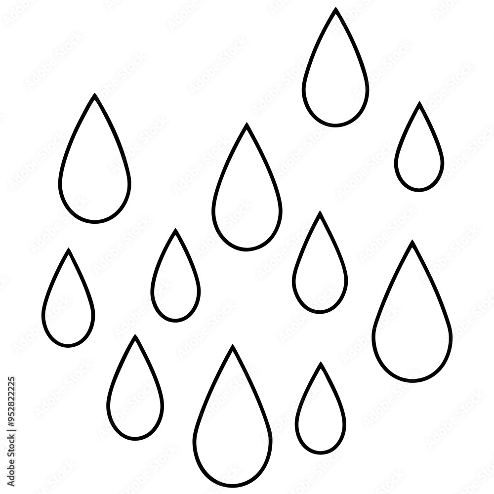 Raindrop Vector Art on White Raindrop Vector Art on White