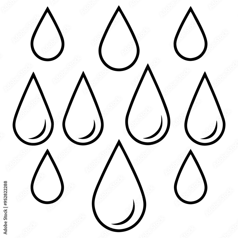 Raindrop Vector Art on White Raindrop Vector Art on White