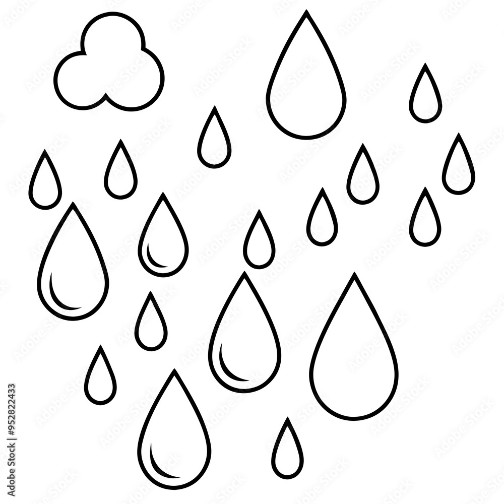 Raindrop Vector Art on White Raindrop Vector Art on White