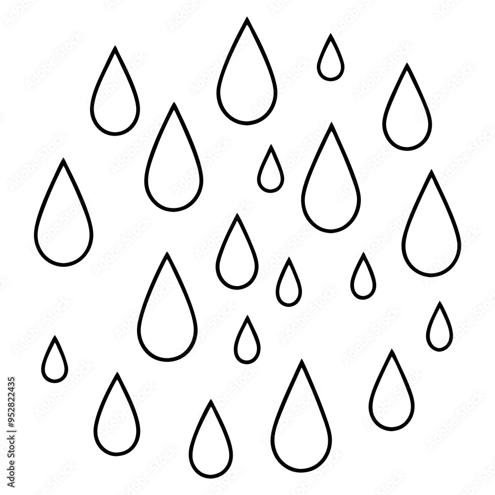 Raindrop Vector Art on White Raindrop Vector Art on White