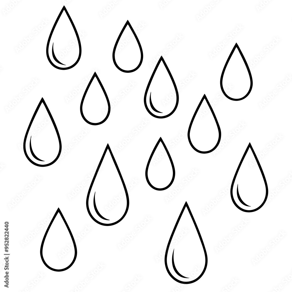 Raindrop Vector Art on White