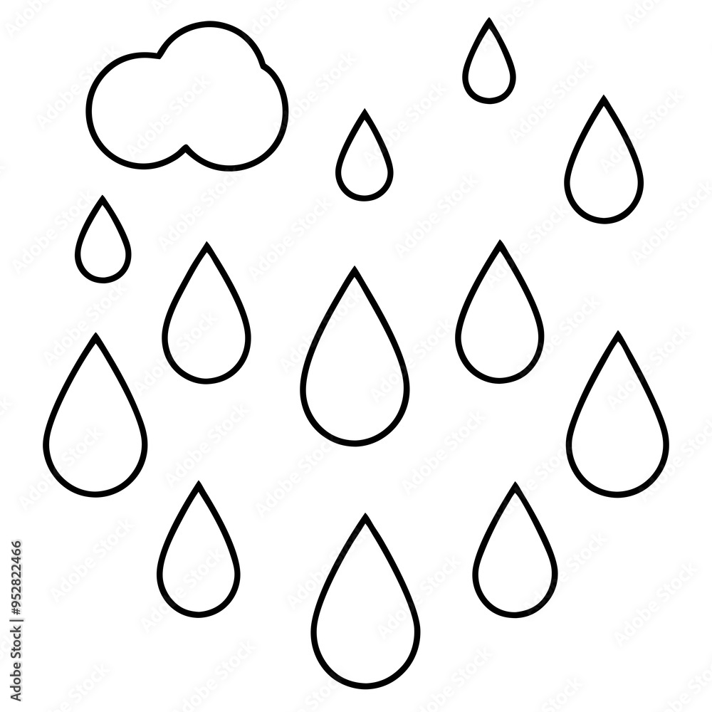 Raindrop Vector Art on White Raindrop Vector Art on White