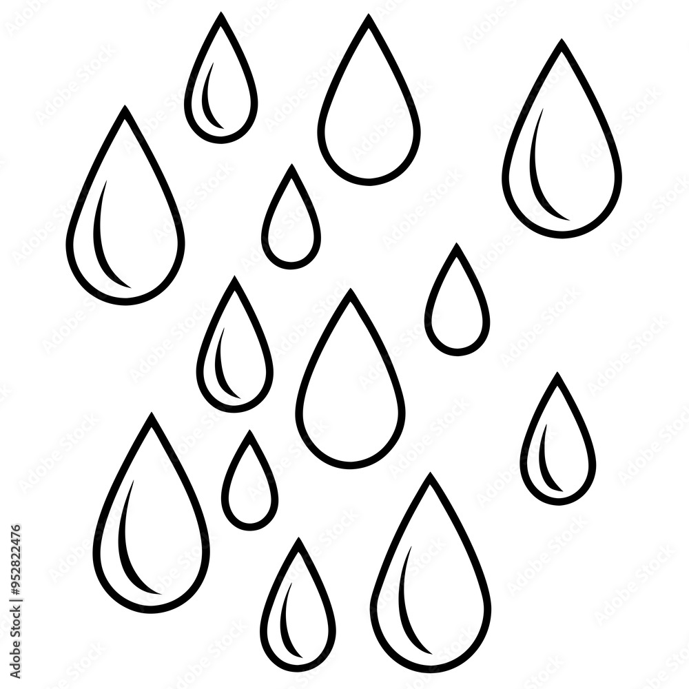 Raindrop Vector Art on White Raindrop Vector Art on White
