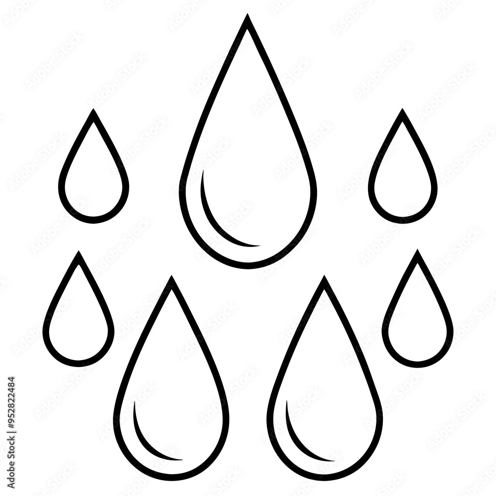 Raindrop Vector Art on White Raindrop Vector Art on White