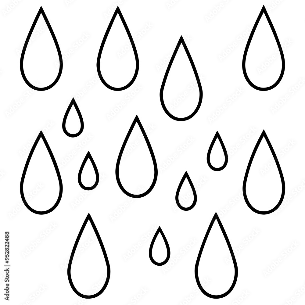 Raindrop Vector Art on White Raindrop Vector Art on White