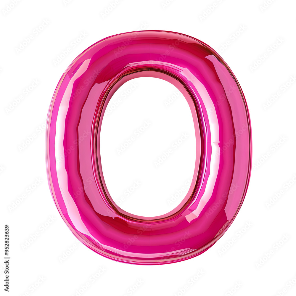 pink glossy 0 number alphabet Realistic 3D on white background. Generative AI pink glossy 0 number alphabet Realistic 3D on white background. Generative AI