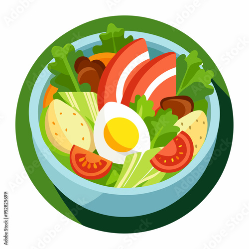 Grilled Chicken Avocado Bacon & Blue Cheese Vector Illustration