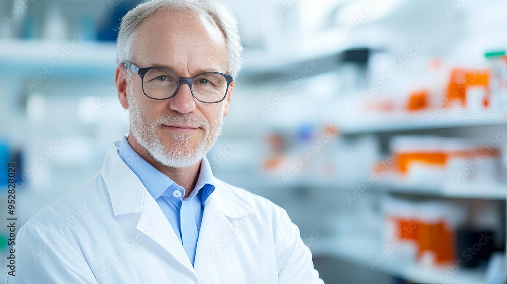 Fototapeta premium Researcher developing drug-antibody conjugates for targeted cancer therapy, dual action, precision treatment