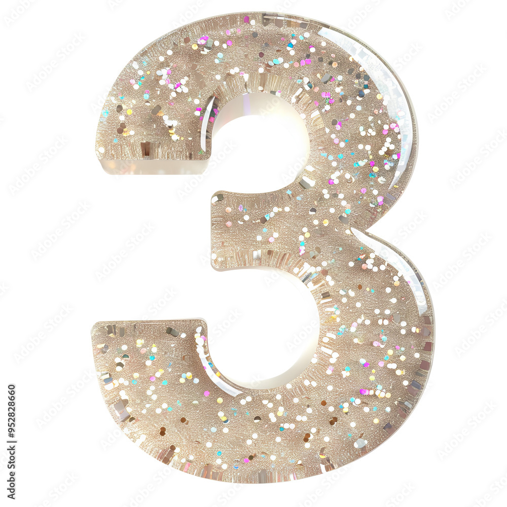 sand style 3 number alphabet Realistic 3D on white background. Generative AI sand style 3 number alphabet Realistic 3D on white background. Generative AI