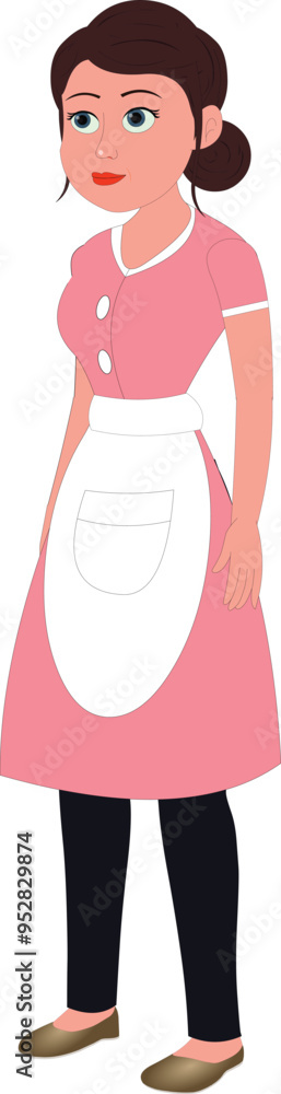 Beautiful woman with apron for moral story character woman. Beautiful woman with apron for moral story character woman.